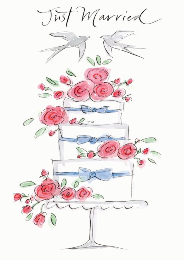Pretty Wedding Card - Cake With Roses created by Gabrielle Solly Illustration