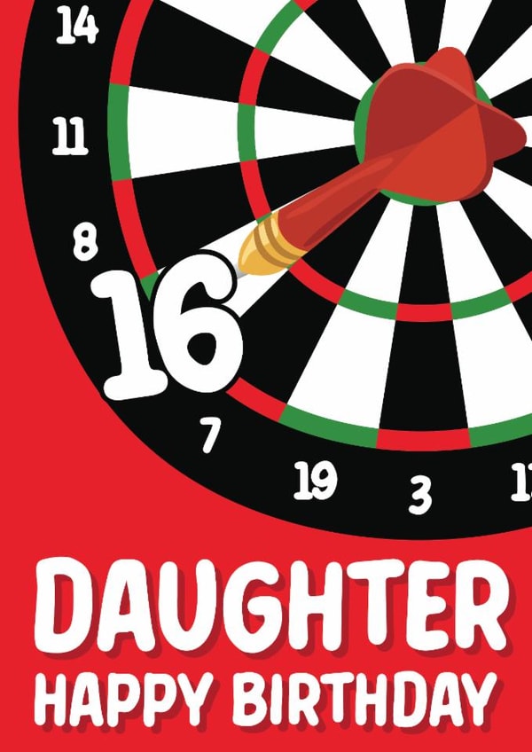 Fun 16th Birthday Card - For Daughter - Darts Board created by Quinton cards