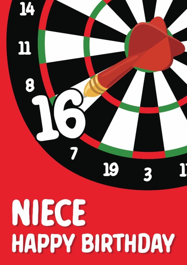 Fun 16th Birthday Card - For Niece - Dart Board created by Quinton cards