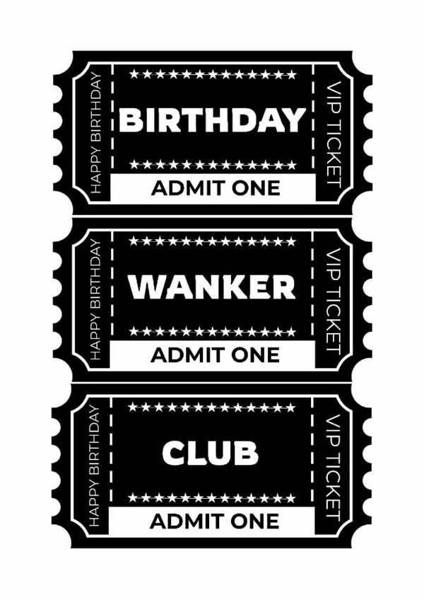 Rude Birthday Card - For Him - Birthday Wanker Club created by Sweary Fairy Prints
