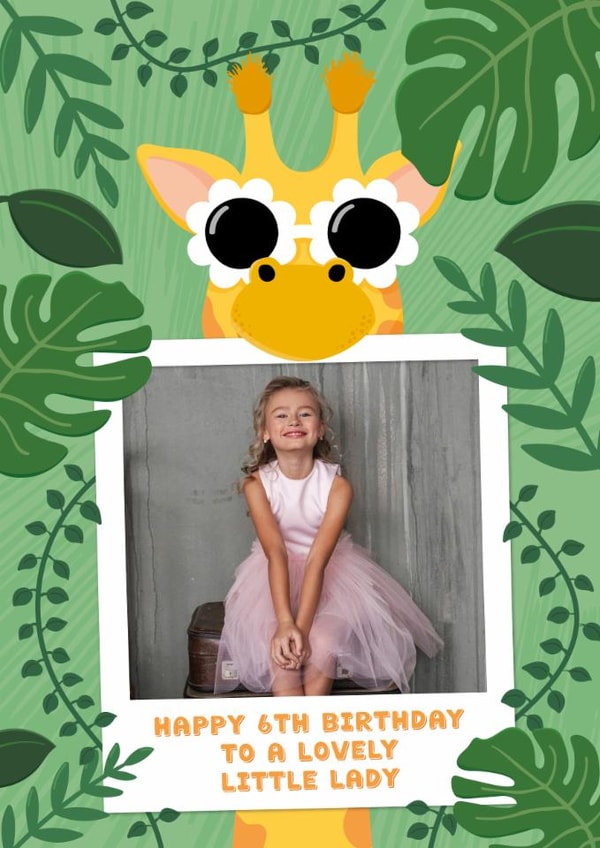 Cute Birthday Card - 6th - Lovely Little Lady - Giraffe created by Macie Dot Doodles