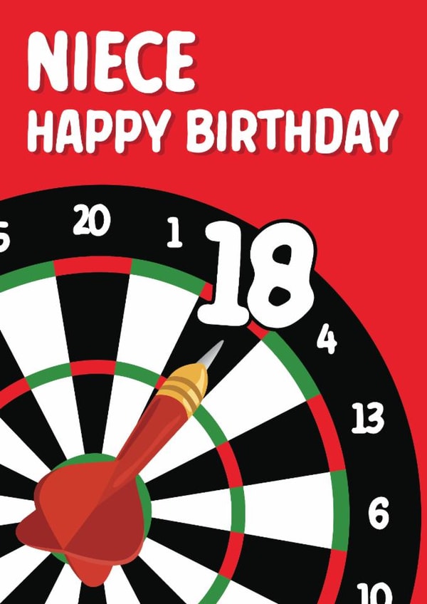 Fun 18th Birthday Card - For Niece - Dart Board created by Quinton cards