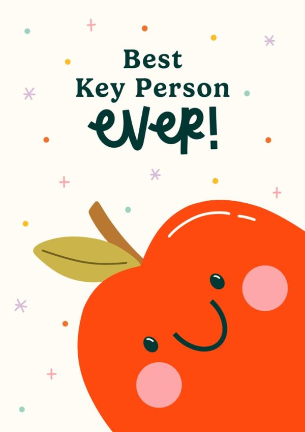 Cute Thank You Card - Best Key Person - Smiley Apple created by Abbie Imagine