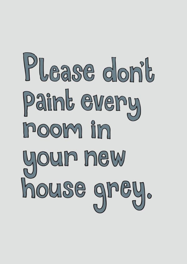 Funny New Home Card - Grey House created by The Curious Pancake
