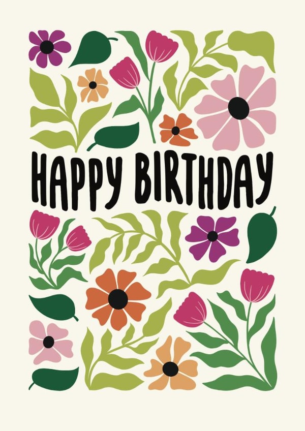 Pretty Birthday Card - Modern Florals created by Kirsty Miller