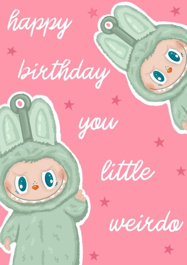 Cute Birthday Card - Labubu - Little Weirdo created by byRosybum