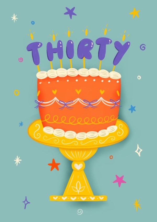 Classic Birthday Card - 30th - Colourful Cake created by Kamiya Chirodian