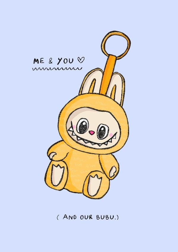 Cute Anniversary Card - Me, You And Labubu created by Freya Niamh Design