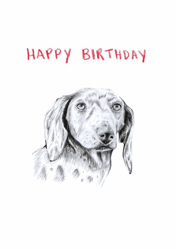 Cute Birthday Card – Speckled Dachshund created by HCD Illustration