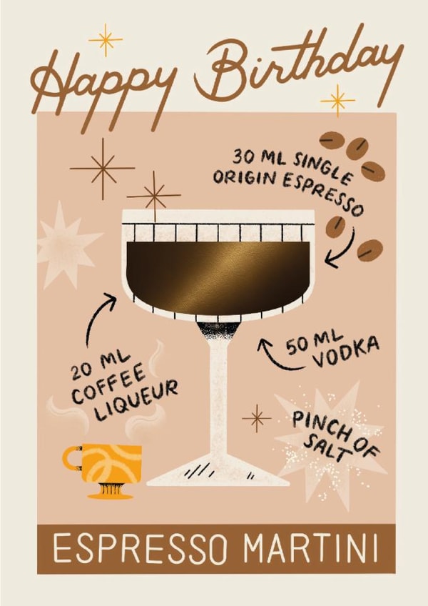 Classic Birthday Card - Espresso Martini - Cocktail Recipe | thortful