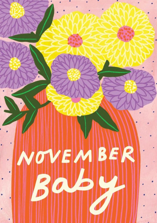 Pretty New Baby Card - November Baby - Chrysanthemum created by Kerrie McNeill