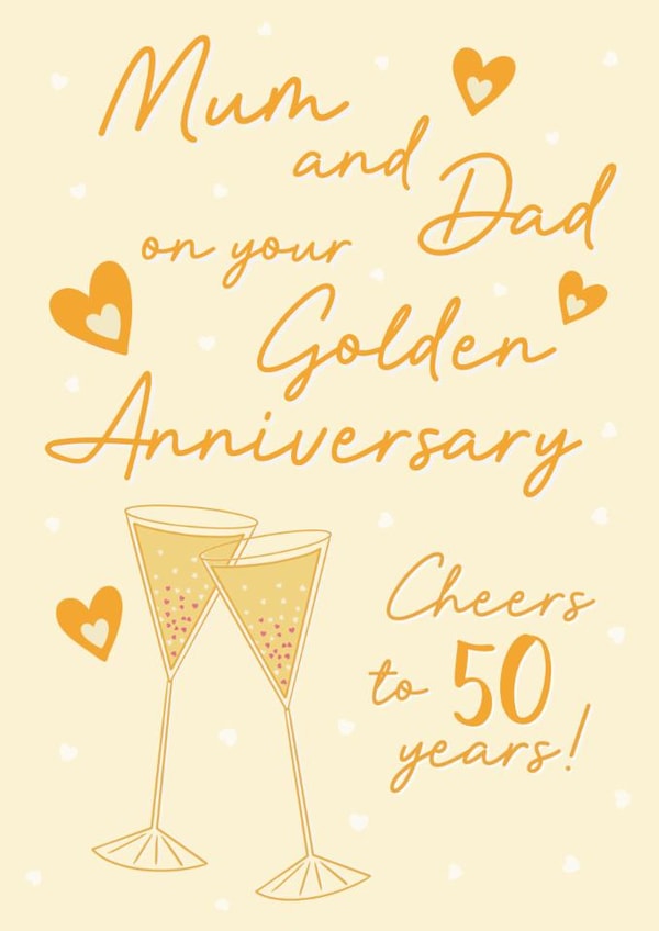 Classic 50th Anniversary Card - For Mum And Dad - Cheers To 50! created by Stuck Shop Gifts