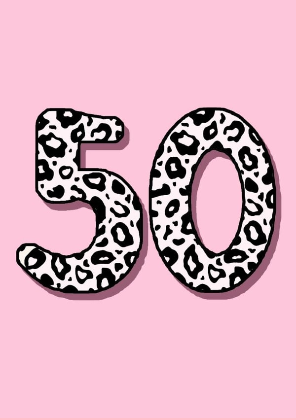 Fun 50th Birthday Card - For Her - Leopard Print created by Beth Higgins Art