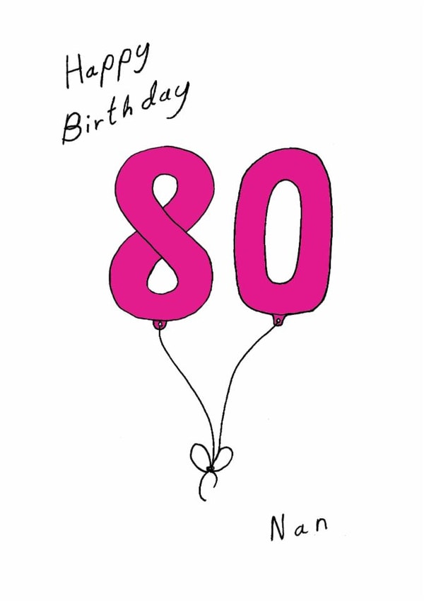 Classic 80th Birthday Card - For Nan - Balloons created by A Ray of Sunshine Cards