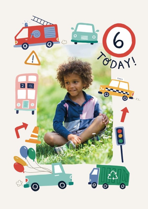 Cute Birthday Card - 6th - Cars And Trucks created by Kimberley Rose Studio