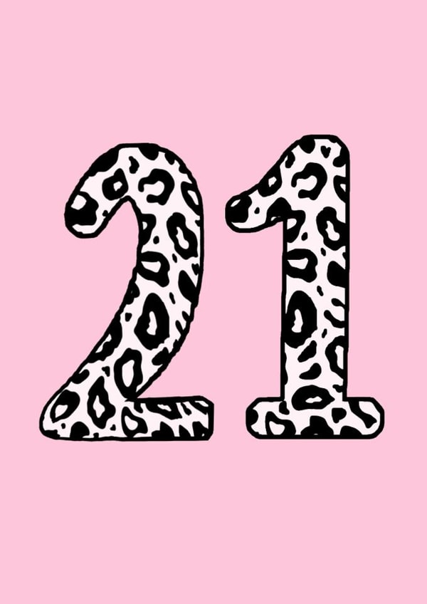 Classic Birthday Card - 21st - Pink- Leopard Print created by Beth Higgins Art