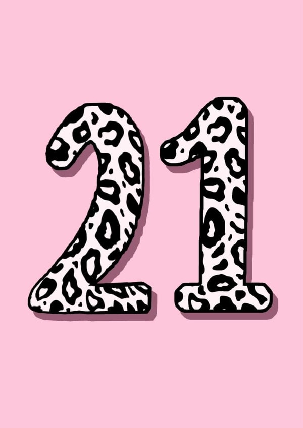Classic Birthday Card - 21st - Pink- Leopard Print created by Beth Higgins Art