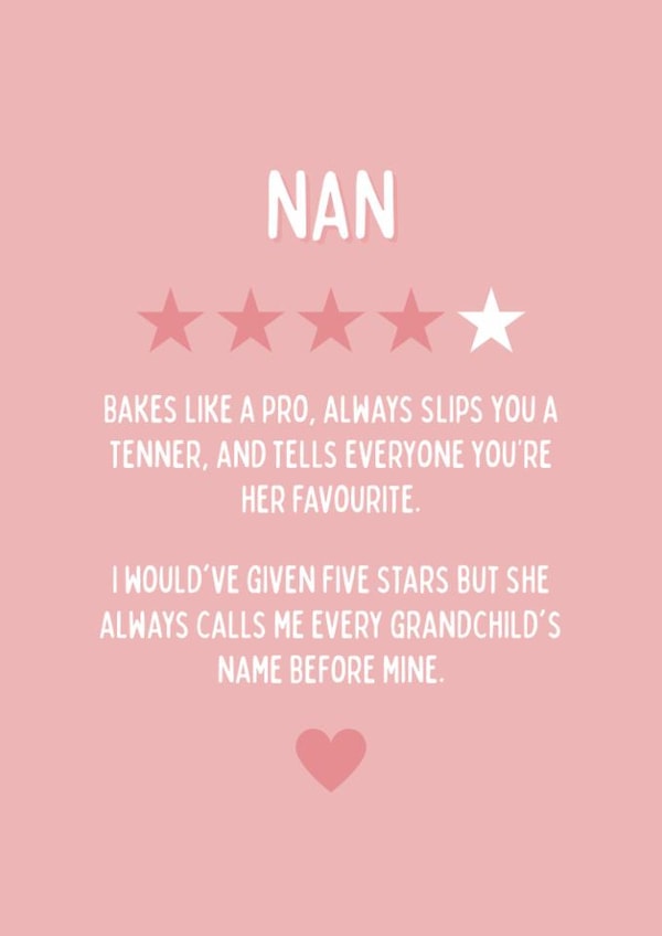 Cheeky Birthday Card - For Nan - Star Rating created by Blush Boulevard
