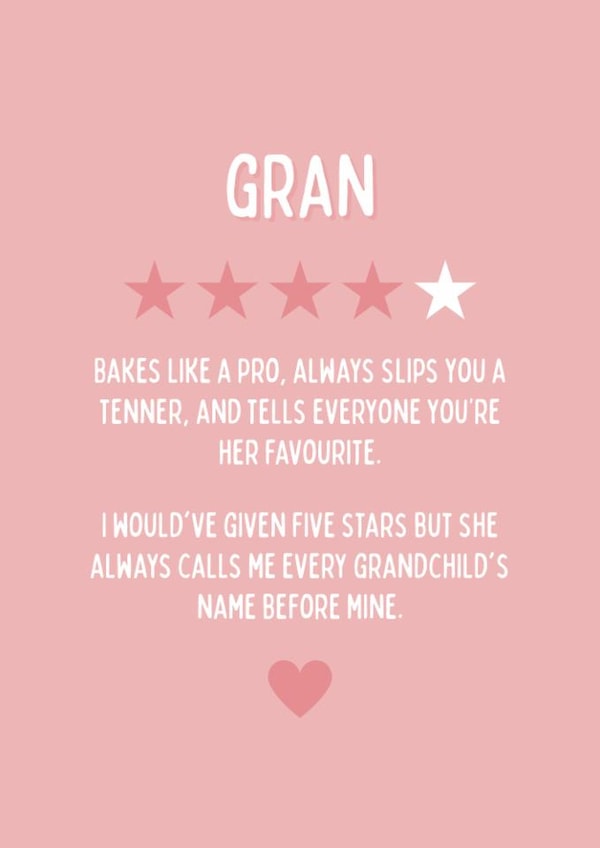 Cheeky Birthday Card - For Gran - Star Rating created by Blush Boulevard