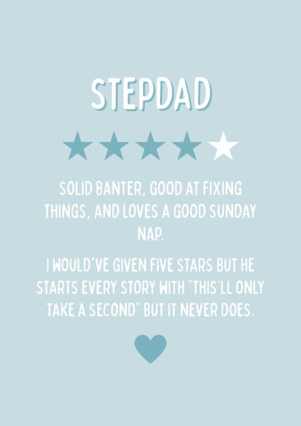 Cheeky Birthday Card - For Stepdad - Star Rating created by Blush Boulevard