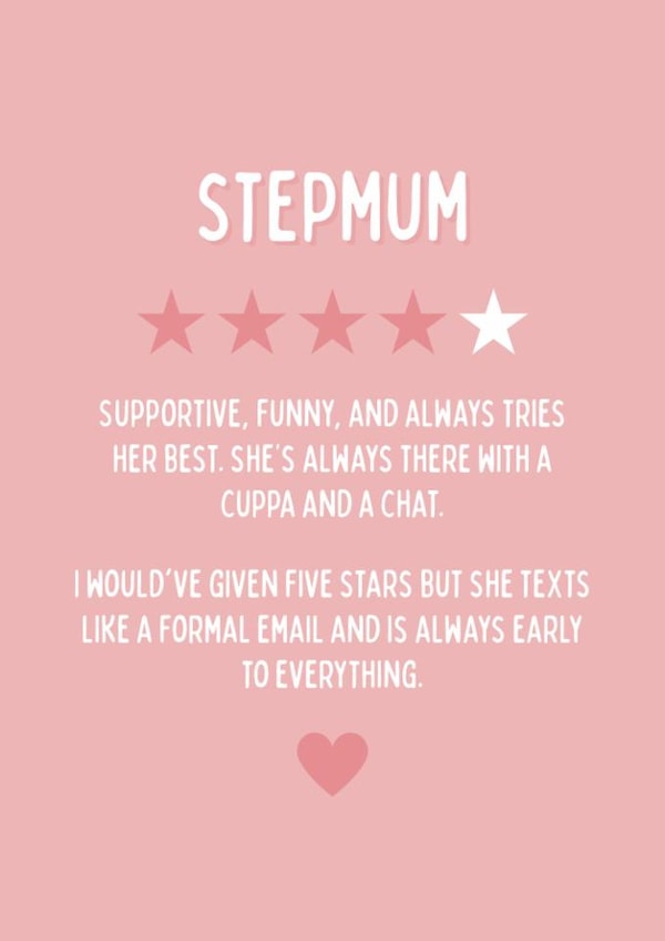 Cheeky Birthday Card - For Stepmum - Star Rating created by Blush Boulevard