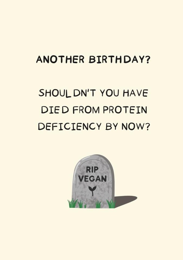 Funny Birthday Card - Vegan - RIP created by Caitlin Dodsworth