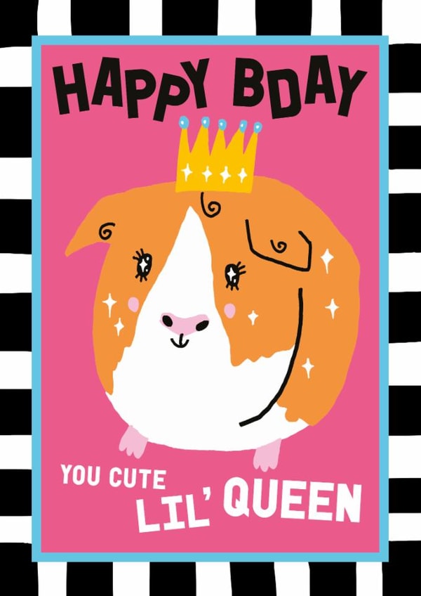 Cute Birthday Card - Guinea Pig - Lil' Queen created by Sanders de Roeper
