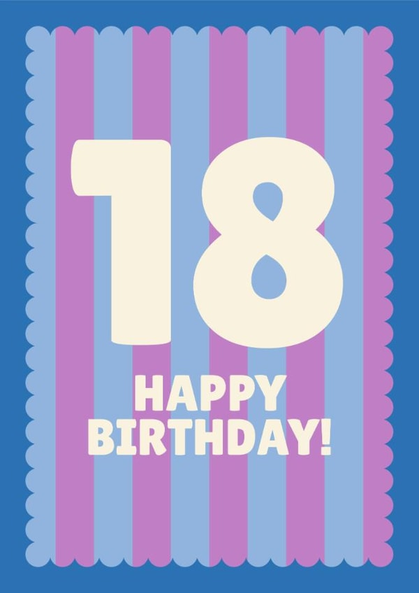 Classic Birthday Card - 18th - Stripes created by Blush & Blossom