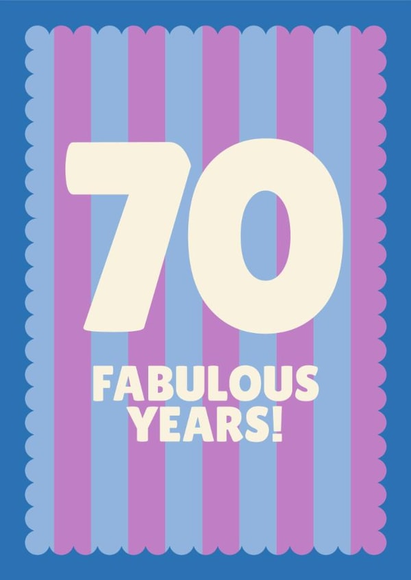 Classic Birthday Card - 70th - Stripes - Fabulous created by Blush & Blossom 