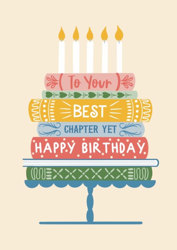 Classic Birthday Card - To Your Best Chapter Yet - Books created by Holly Hudson-Smith