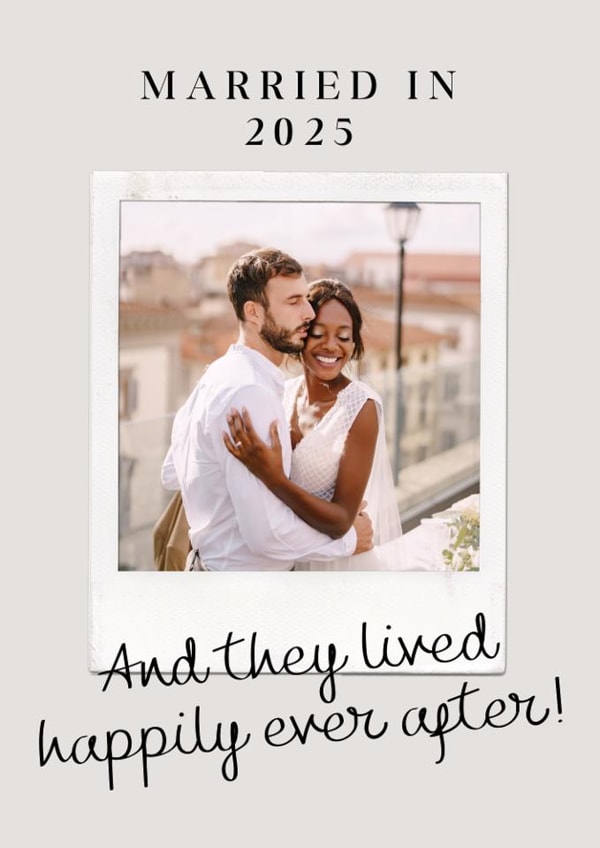 Classic Wedding Card - Polaroid Photo - Married In 2025 created by Blush Boulevard