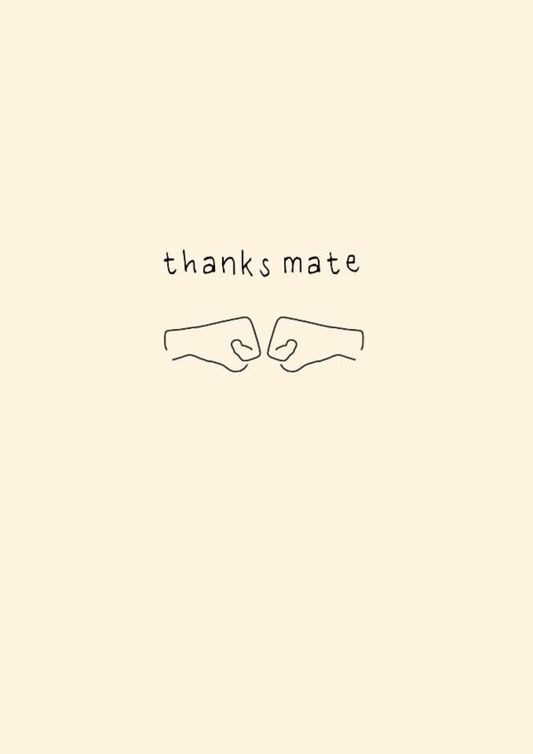 A thank you card for a friend - fist bump design created by Benny