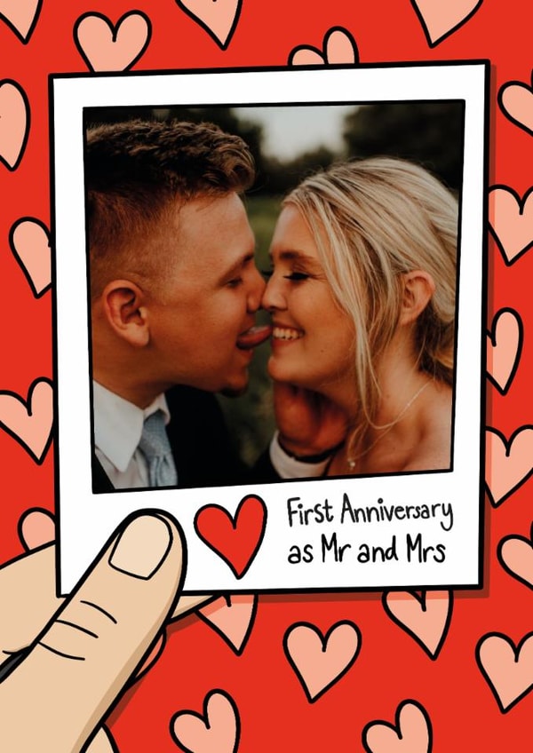 Cute Anniversary Card - 1st - Polaroid Photo created by TeePee Creations