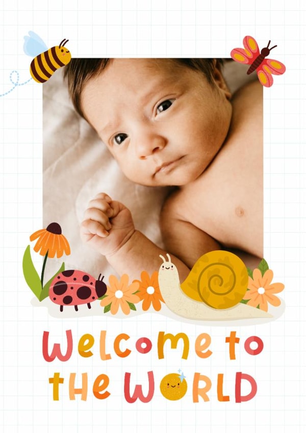 Cute New Baby Card - Welcome To The World created by Joanne Hawker