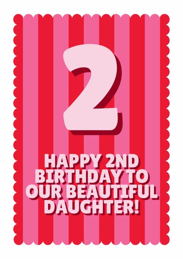 Fun 2nd Birthday Card - For Daughter - Beautiful Daughter created by Blush & Blossom 