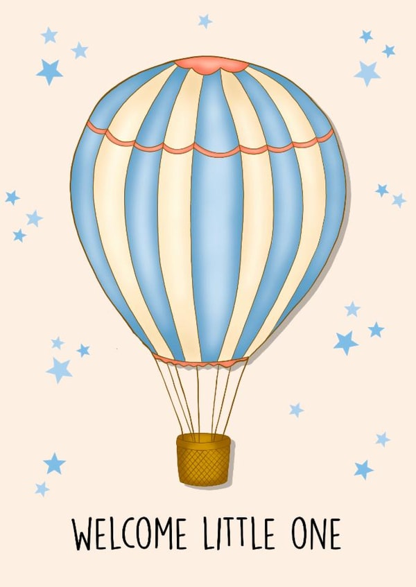 Classic New Baby Card - Welcome Little One - Hot Air Balloon created by Poppy & Mabel 