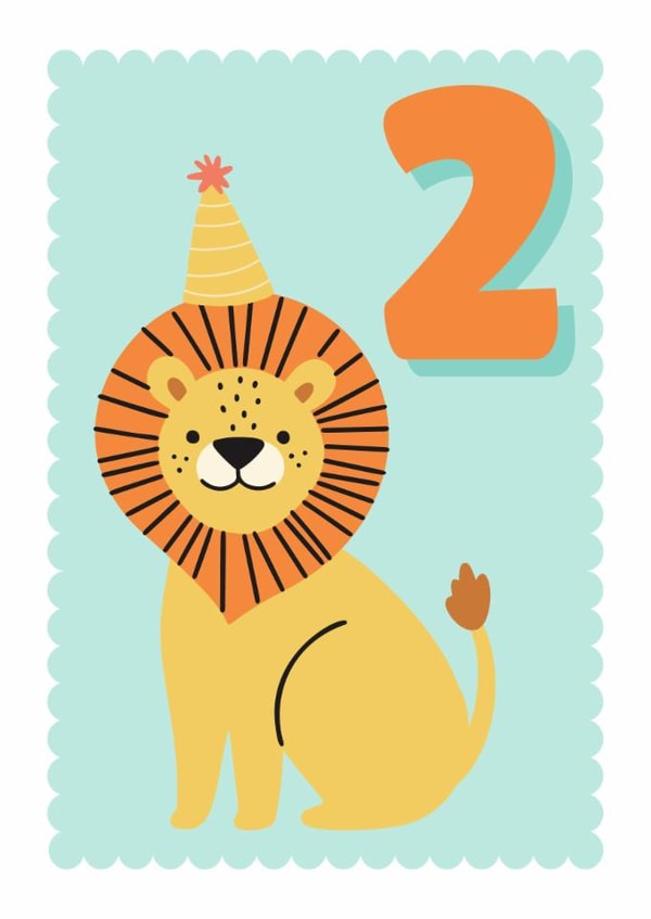 Cute 2nd Birthday Card - For Him - Lion created by Blush & Blossom