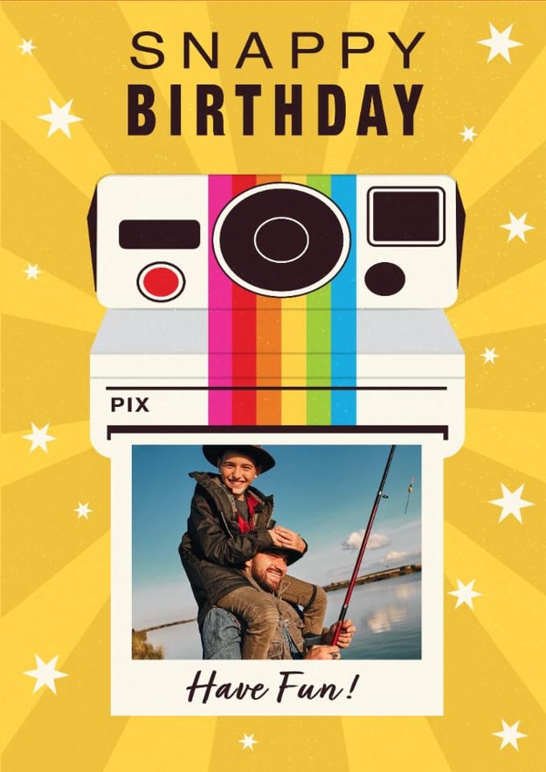 Punny Birthday Card - Snappy Birthday - Camera created by Dalia Clark Design