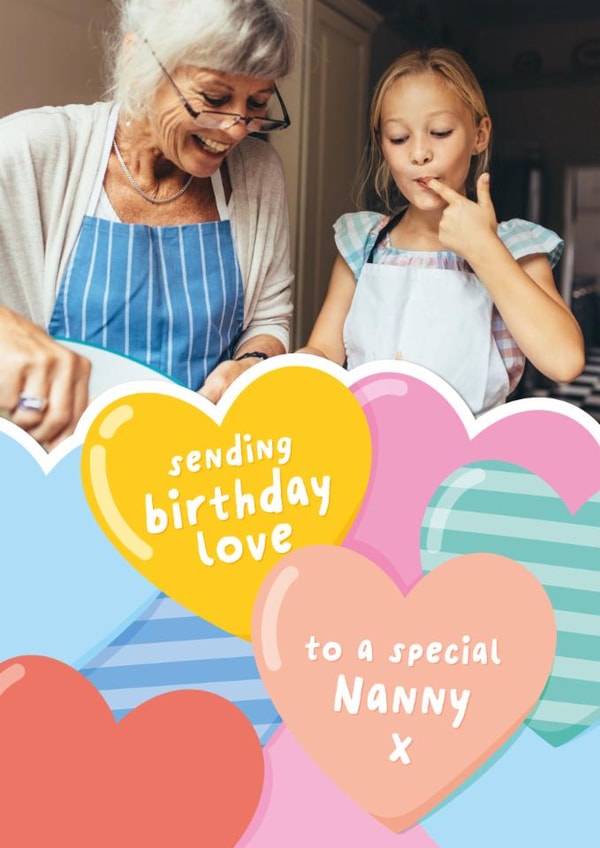 Cute Birthday Card - For Nanny - Hearts created by Macie Dot Doodles