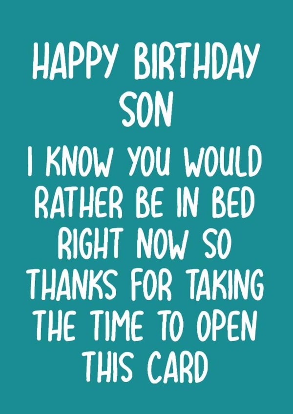 Cheeky Birthday Card - For Son - Rather Bed In Bed created by Pack a Punch Designs