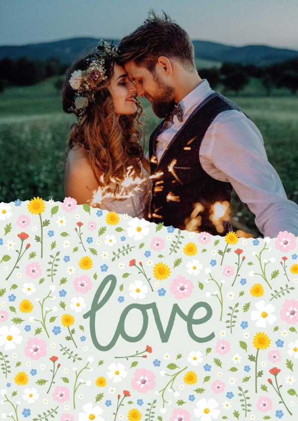 Pretty Anniversary/Engagement Card - Love - Flowers created by Fliss Muir