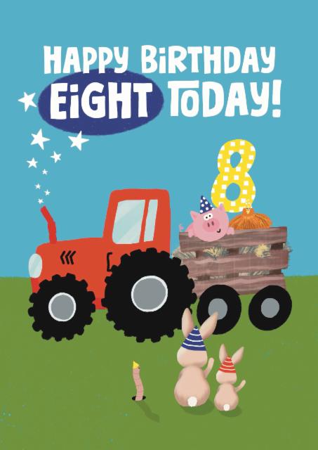 Cute Birthday Card - 8th - Tractor | thortful
