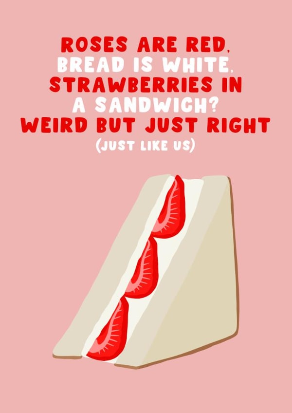 Funny Anniversary Card - Marks And Spencer - Strawberry Sandwich created by Pink Peach Cards