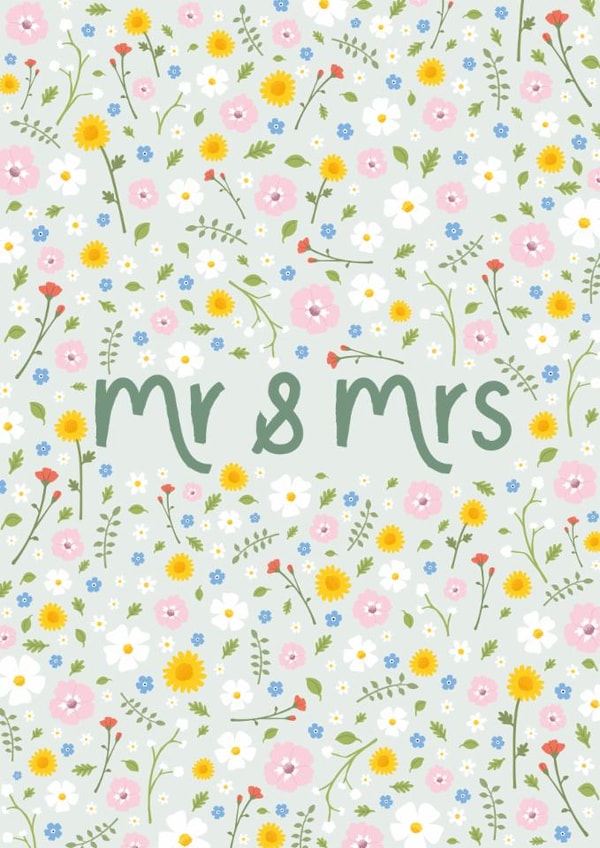 Pretty Wedding Card - Mr & Mrs - Ditsy Florals created by Fliss Muir