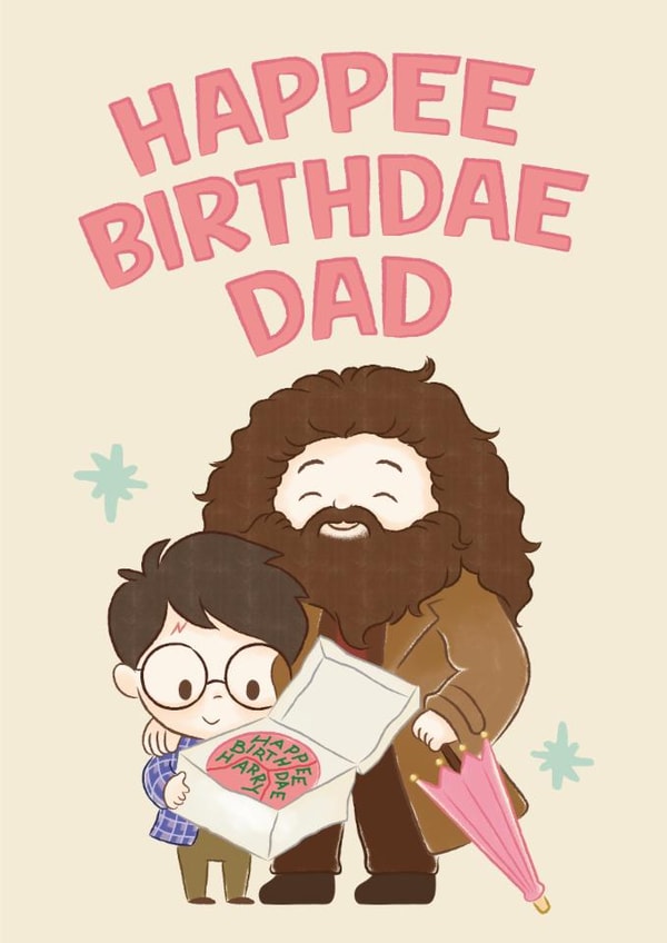 Cute Birthday Card - For Dad - Harry Potter - Happee Birthdae created by Cardology