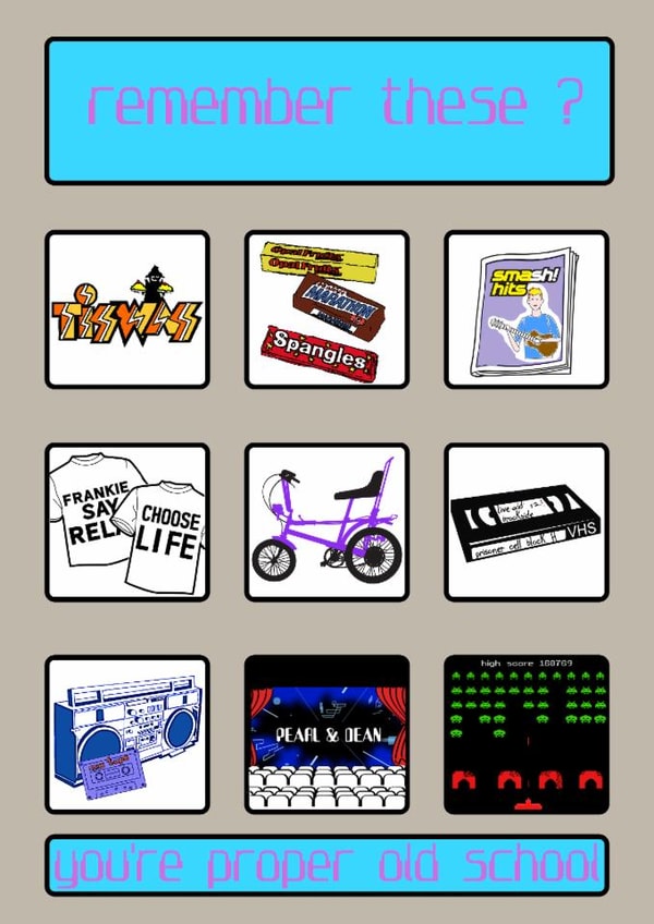 A feel good card with a nostalgic 1970's and 1980's vibe. Remember these ? created by Benny