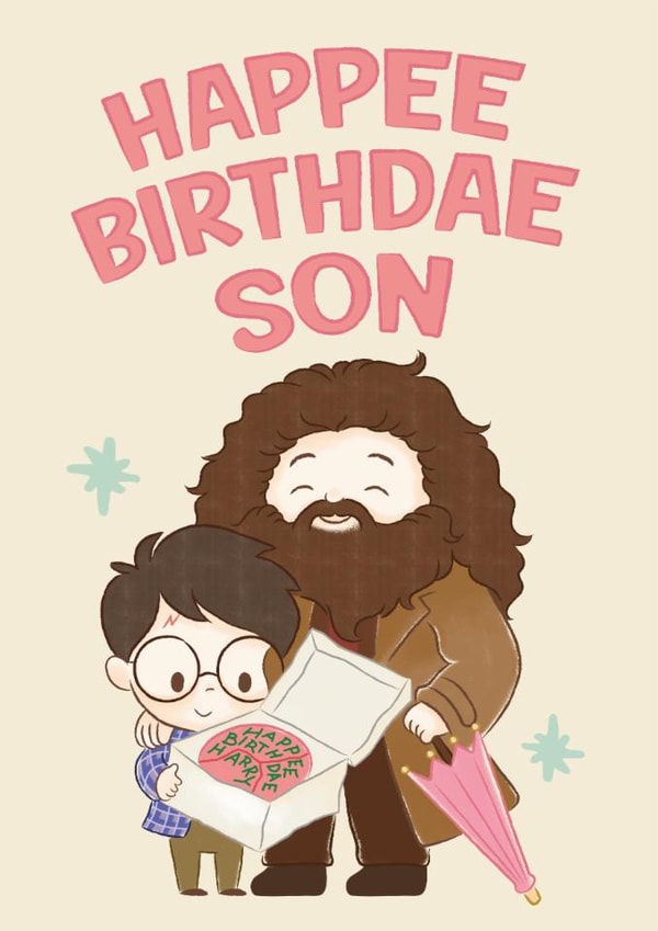 Cute Birthday Card - For Son - Harry Potter - Happee Birthdae created by Cardology