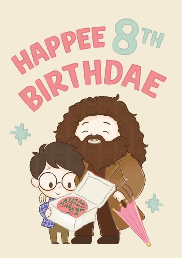 Cute Birthday Card - 8th - Harry Potter - Happee Birthdae created by Cardology