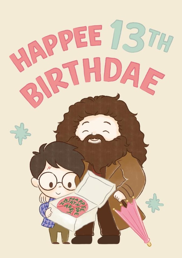 Cute Birthday Card - 13th - Harry Potter - Happee Birthdae created by Cardology