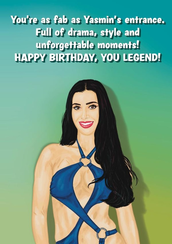 Funny Birthday Card - Love Island - Yasmin Pettet created by Choo Choo 